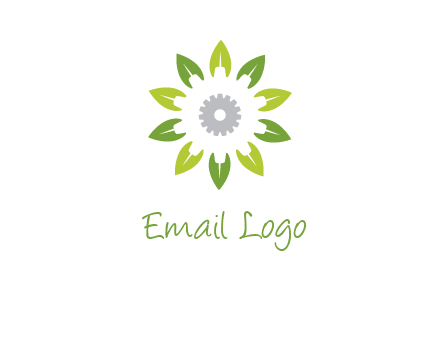 abstract leaves flower with gear logo