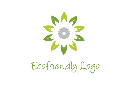 abstract leaves flower with gear logo
