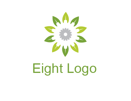 abstract leaves flower with gear logo