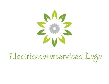 abstract leaves flower with gear logo