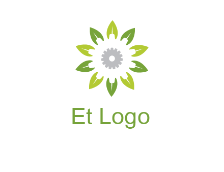 abstract leaves flower with gear logo