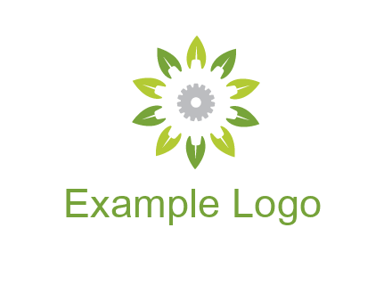 abstract leaves flower with gear logo