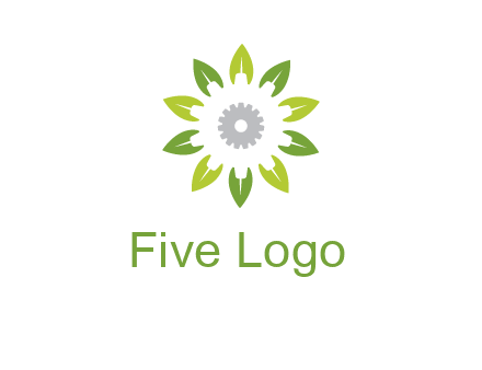 abstract leaves flower with gear logo