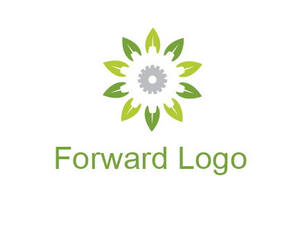 abstract leaves flower with gear logo