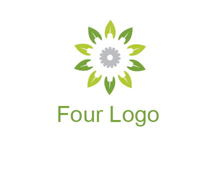 abstract leaves flower with gear logo