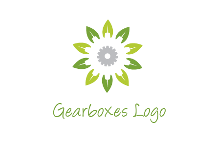 abstract leaves flower with gear logo