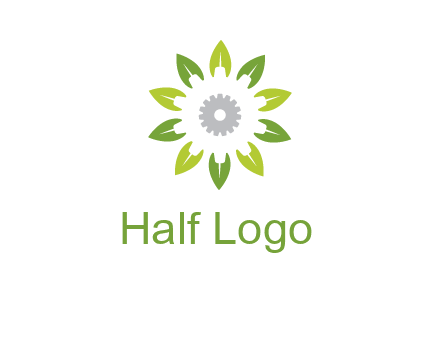 abstract leaves flower with gear logo