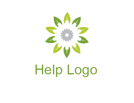 abstract leaves flower with gear logo