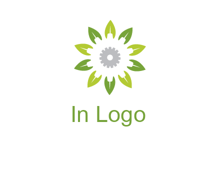 abstract leaves flower with gear logo
