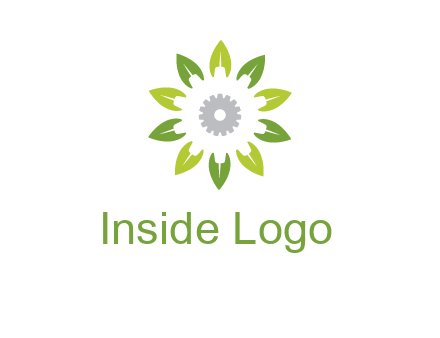 abstract leaves flower with gear logo