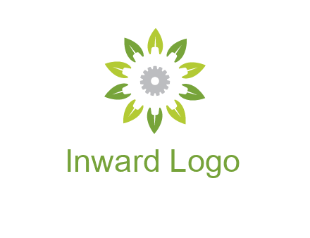 abstract leaves flower with gear logo