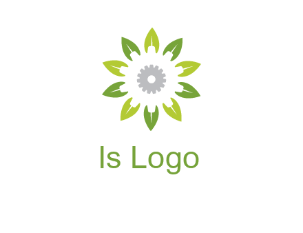abstract leaves flower with gear logo
