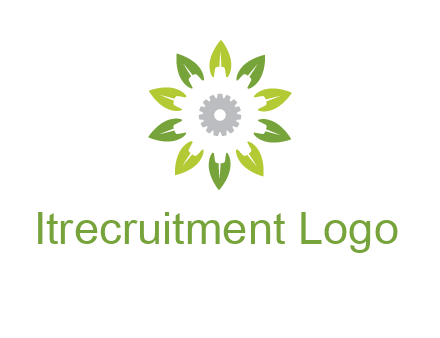 abstract leaves flower with gear logo
