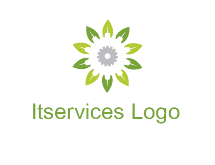abstract leaves flower with gear logo