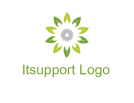 abstract leaves flower with gear logo