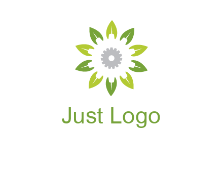 abstract leaves flower with gear logo