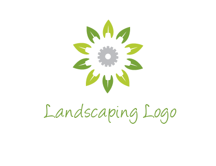 abstract leaves flower with gear logo