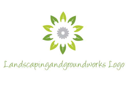 abstract leaves flower with gear logo