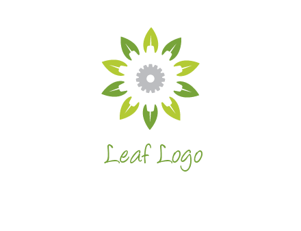 abstract leaves flower with gear logo