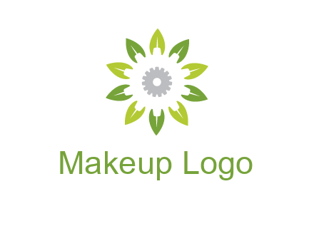 abstract leaves flower with gear logo