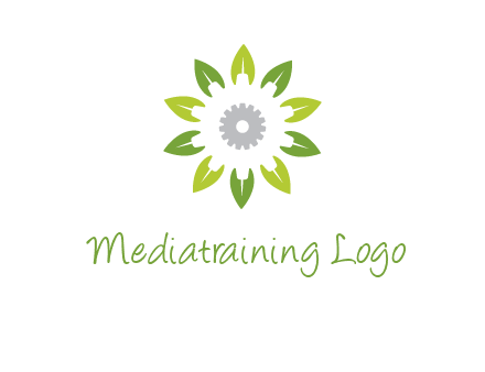 abstract leaves flower with gear logo