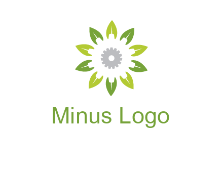 abstract leaves flower with gear logo