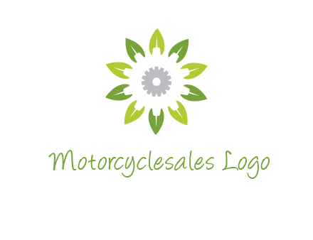 abstract leaves flower with gear logo