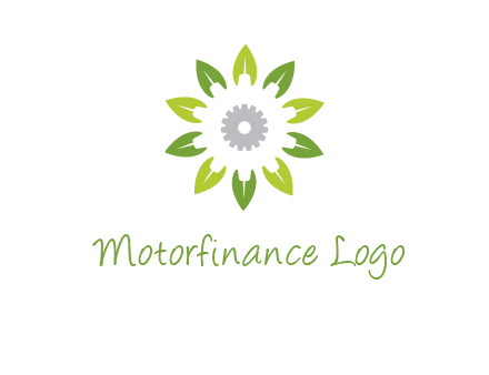 abstract leaves flower with gear logo
