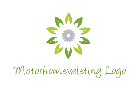abstract leaves flower with gear logo