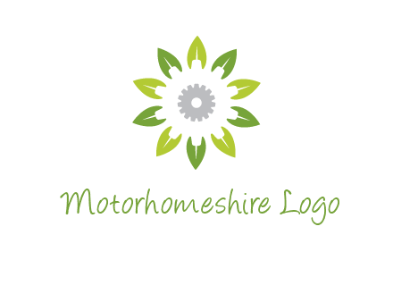 abstract leaves flower with gear logo