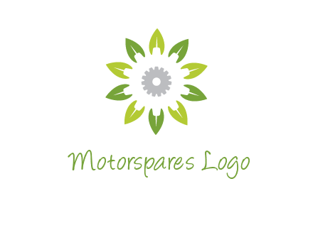 abstract leaves flower with gear logo