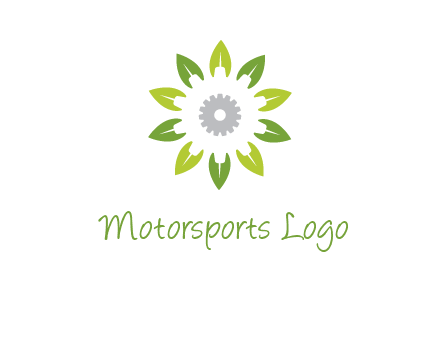 abstract leaves flower with gear logo