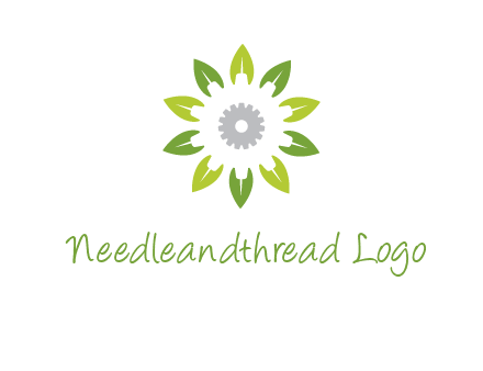 abstract leaves flower with gear logo