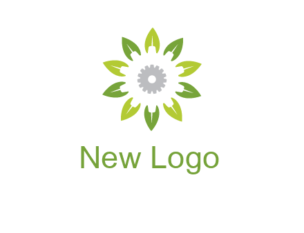 abstract leaves flower with gear logo