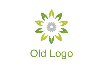abstract leaves flower with gear logo