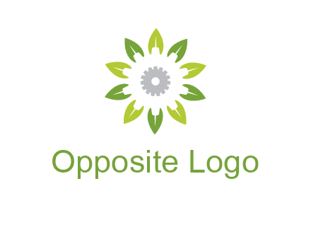 abstract leaves flower with gear logo
