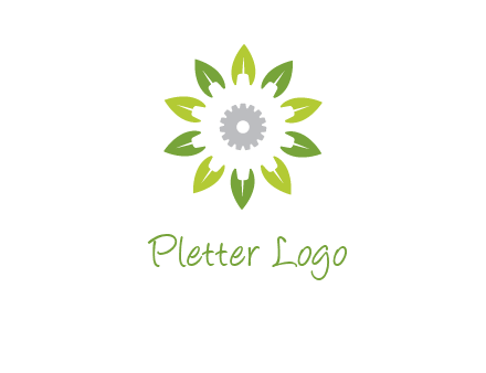 abstract leaves flower with gear logo