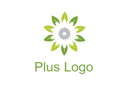abstract leaves flower with gear logo