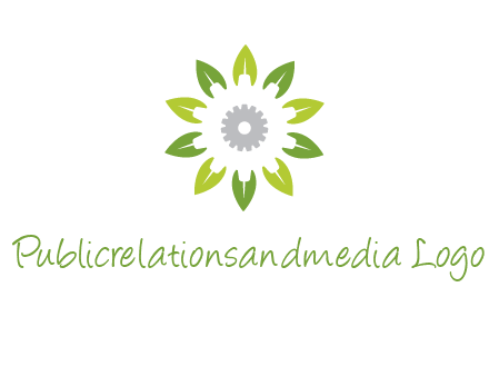 abstract leaves flower with gear logo