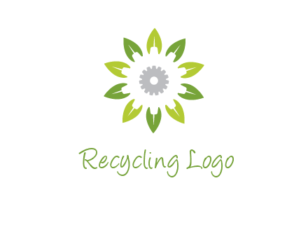 abstract leaves flower with gear logo
