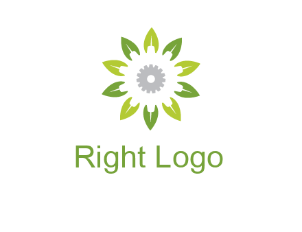 abstract leaves flower with gear logo