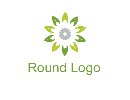abstract leaves flower with gear logo