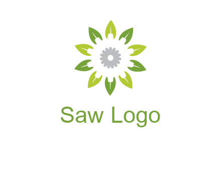 abstract leaves flower with gear logo