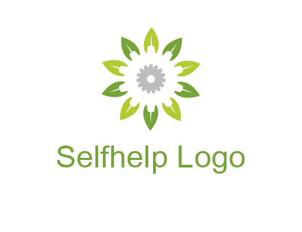 abstract leaves flower with gear logo