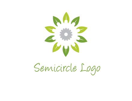 abstract leaves flower with gear logo
