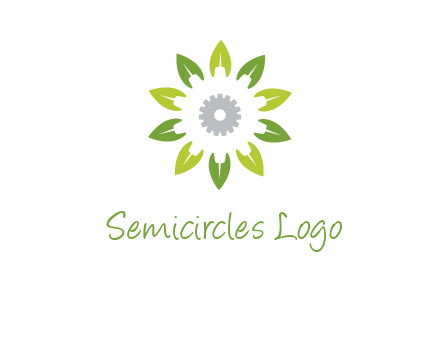abstract leaves flower with gear logo