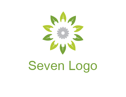 abstract leaves flower with gear logo