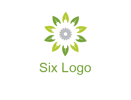 abstract leaves flower with gear logo
