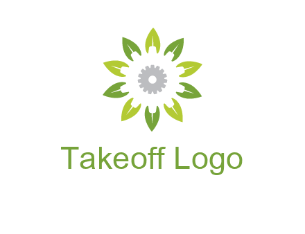 abstract leaves flower with gear logo