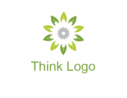 abstract leaves flower with gear logo